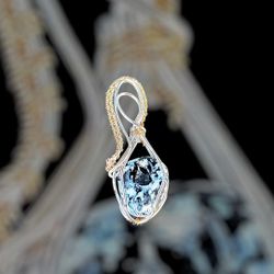 Handmade Wire Wrapped Black And White Jasper Pendant 