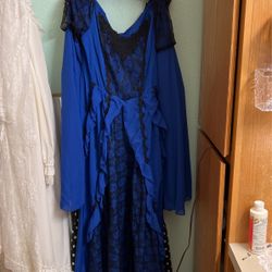 Blue and black old-fashioned dress