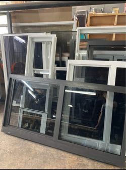 Aluminum Framed Double Sliding Window Dark Grey
