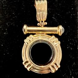 💎 Fancy 14k Yellow  Gold, Cabochon Black Onyx Pendant