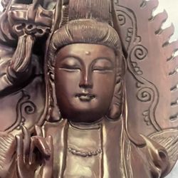 Large Hand Craved Rosewood Guan Yin Status