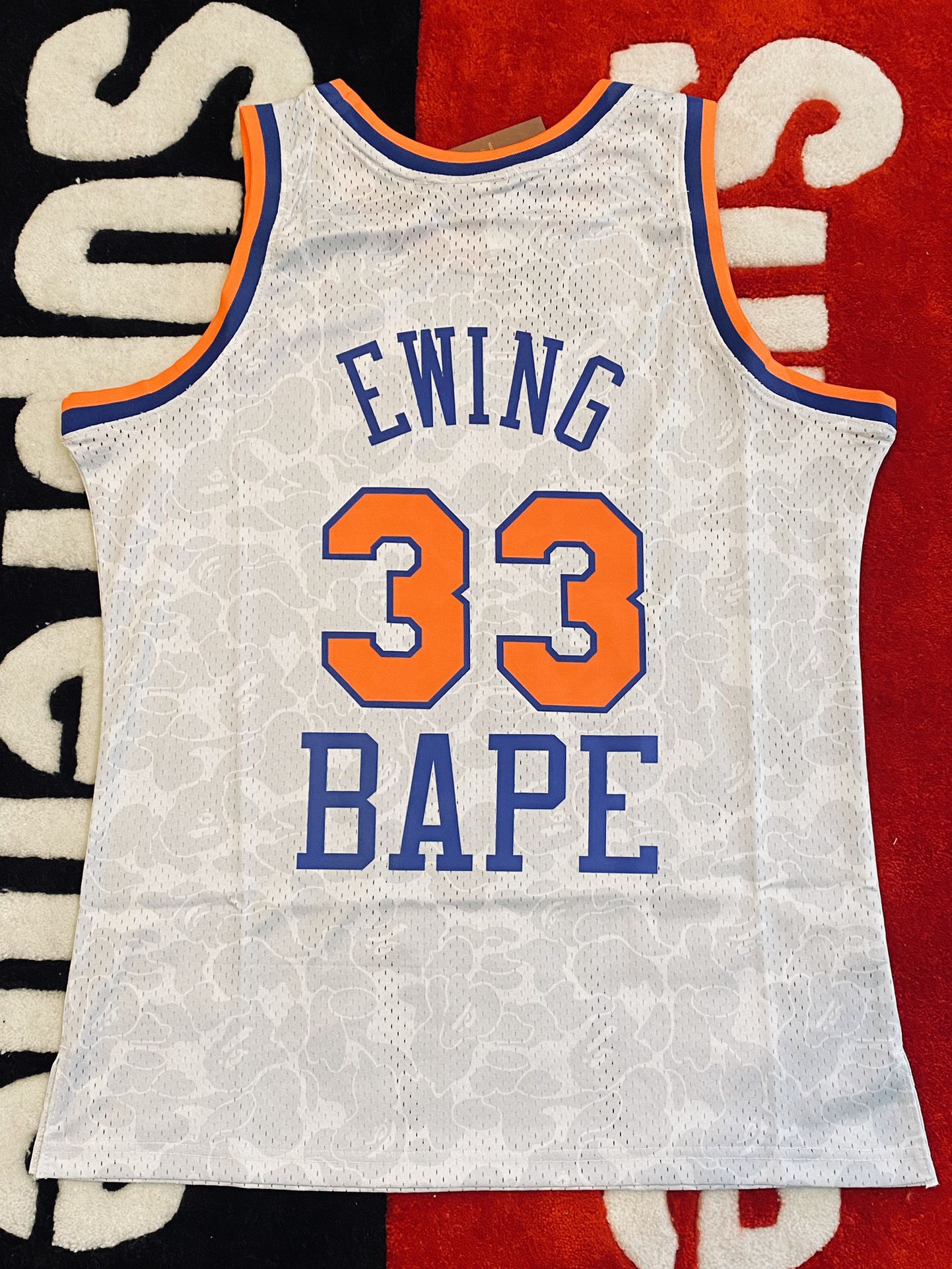 M&N Bape New York Knicks Jersey Patrick Ewing 1991-92 Camo Mitchell & Ness A Bathing Ape