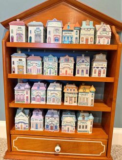 Vintage 1989 Lenox Spice Village Set with Wooden Display Rack