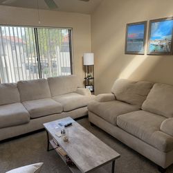 ✨ Couch + Loveseat Set – Beige – Modern – Fair Condition – Chandler, AZ