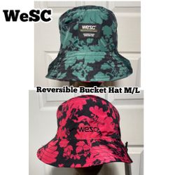 WeSC Men's Reversible Bucket Hat Green/Black & pink/Black Size M/L New!! 