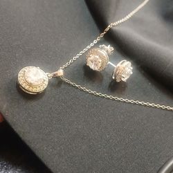Neckess And Earing Set 925 Sterling Silver 