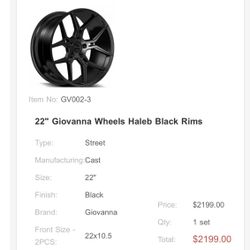 22inch Black Rims Brand New 