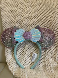 Disney Parks The Little Mermaid Ariel Minnie Ear Headband – Pearl & Shell Design