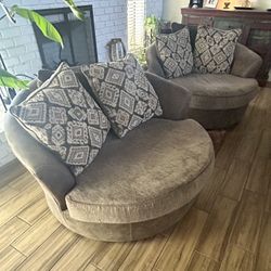 Pair Of Oversized Swivel Chairs 