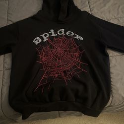 spider hoodie black with red rimestone