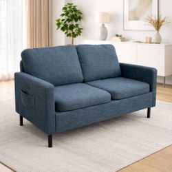 57in Modern Fabric Loveseat  Couch With USB 