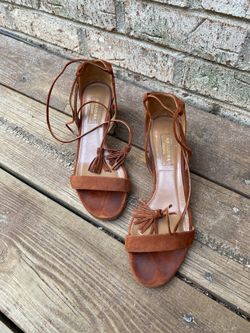Aquazzura brown suede Cleopatra 50 sandals ankle-wrap sandals size 36