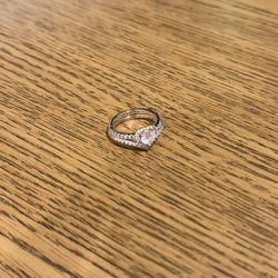 Sparkling Elevated Heart Ring + Sparkling Wishbone Ring
