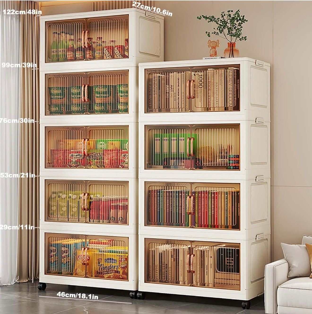 5 Tier Stackable Storage Bins with Lid and Wheels