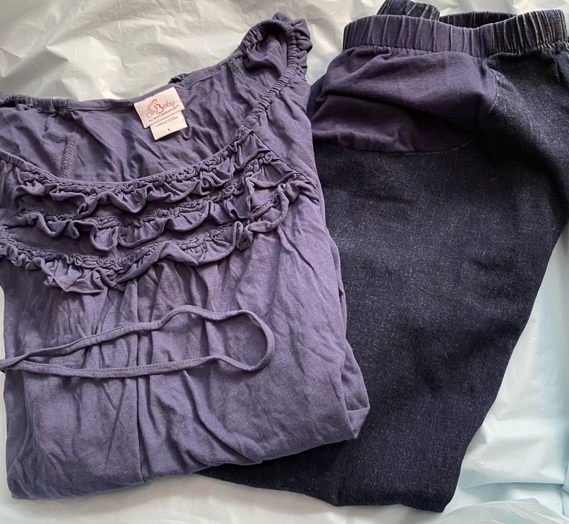 Maternity Dark Blue Capris And Blouse Size Large Both For $7