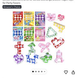 24 Pack Valentine's Day Cards with Snake Twist Toys for Kids School Classroom. Fidget toys. 