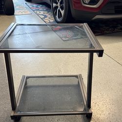 Glass Computer Table With Wheels $20