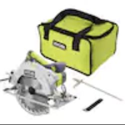RYOBI 15 Amp Corded 7-1/4 in. Circular Saw with EXACTLINE Laser Alignment System, 24T Carbide Tipped Blade, Edge Guide and Bag