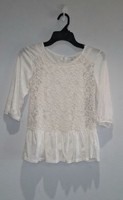 Cherokee Girls White Lace Front Peplum Top Size 10/12