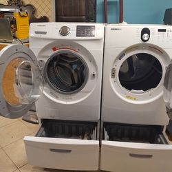 Samsung vrt front loaders washer and electric dryer set in perfect working condition