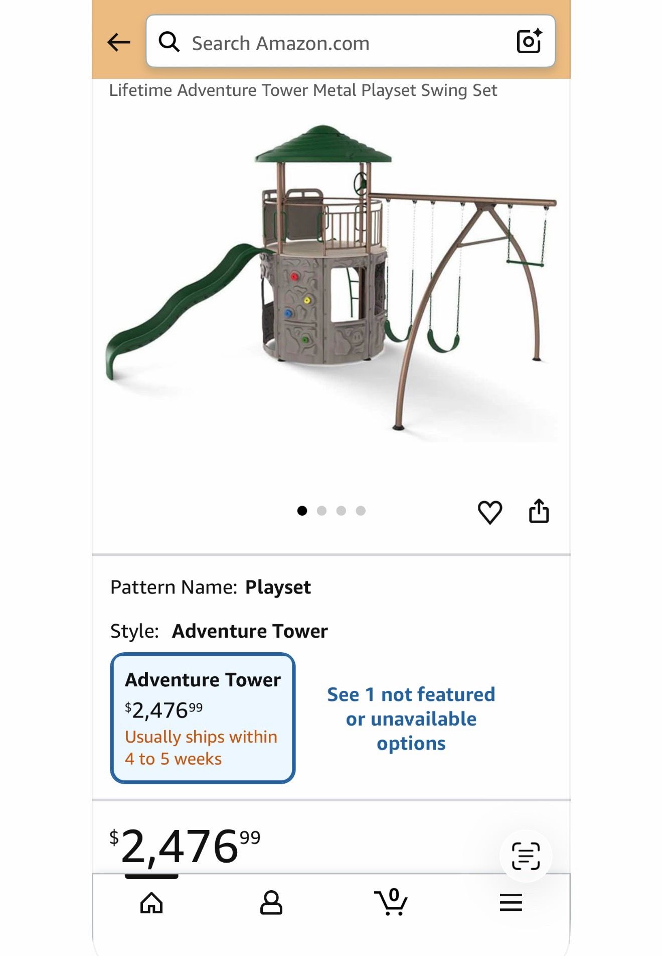 Lifetime adventure tower metal swing set
