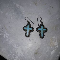 Turquoise Cross Earrings