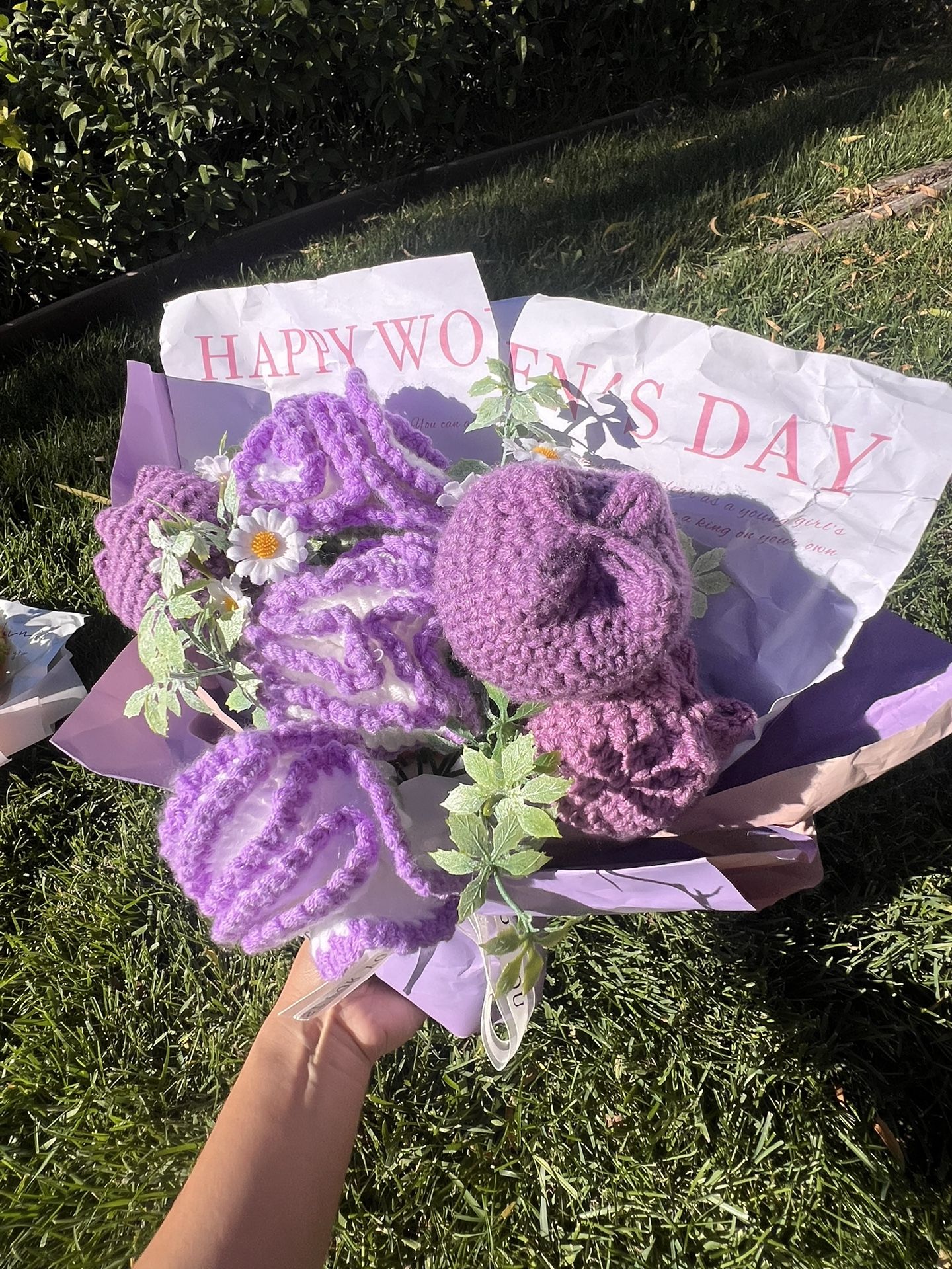 Crochet Flower Bouquet 💜 Handmade Purple Gift Set