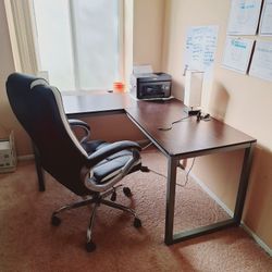 Work From Home L-table With Executive Chair