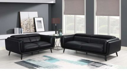 Shania - 2 Piece Living Room Set (Sofa And Loveseat) - Black