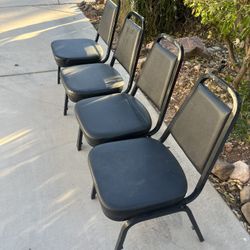 4 Hercules Trapezoidal Chair Banquet Comfy Black Metal 