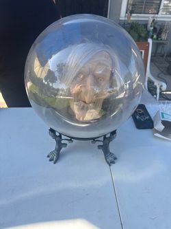 Decorative Crystal Ball with Witch Face