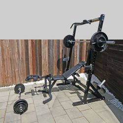 Heavy Rack, Bench, Bars, and Weights (7ft H 4.5ft W 3.5ft D) - $1,000