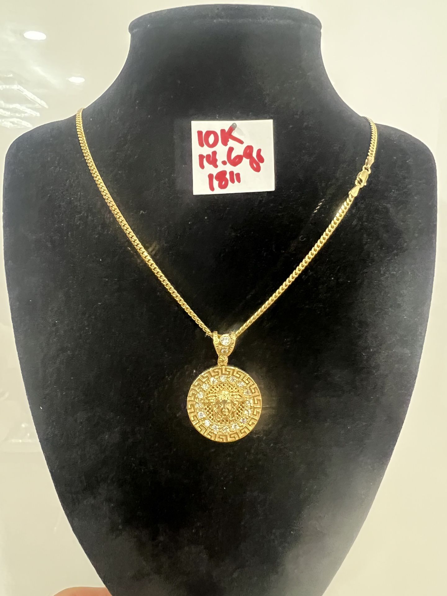 10K Solid Gold Chain and Pendant For Wedding 14.6Gr 18 Inches Long 