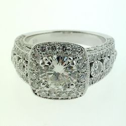 Diamond ring with 14 karat white gold