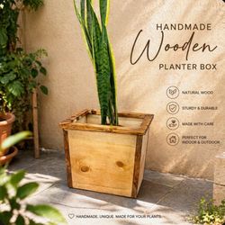 Handcrafted cedar wood planter box:indoor/outdoor 13”x14”