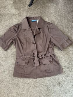 Medium Dockers Brown Short-Sleeve Tie-Waist Jacket