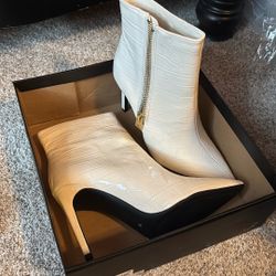 White, 3" Heel Booties, Size 9