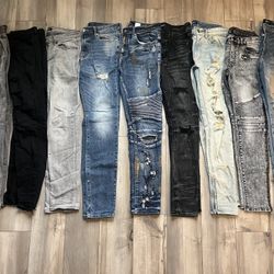 9 Pair Men’s Fashion Nova Skinny Jeans Bundle Size 32x32 