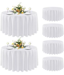sancua 6 Pack Round Tablecloth 90 Inch White