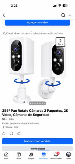 2-Pack 2K Security Cameras with 355° Pan Rotation