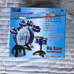 New Ampersand Shops Kids Mini-sized Blue Musical Instrument Drum Set 11 Piece