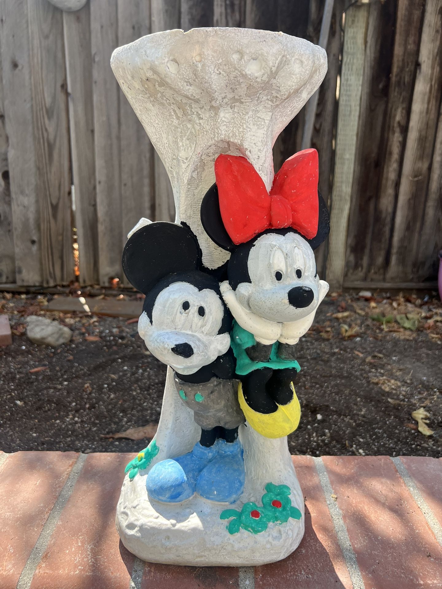 19” Mickey & Minnie Mouse Disney Bird Bath Base Garden Decor