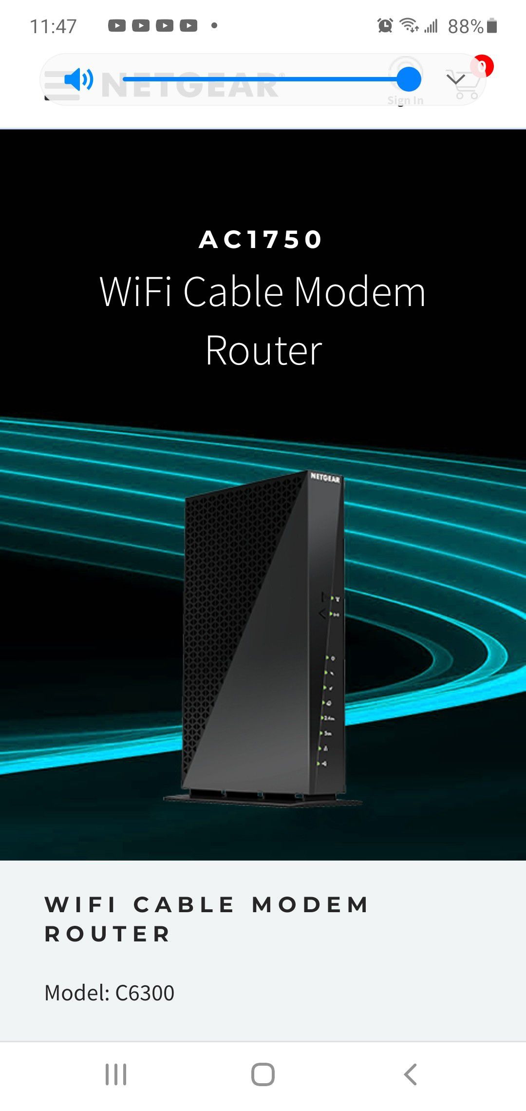 Netgear C6300 AC1750 DOCSIS 3.0 WiFi Cable Modem Router Combo (C6300)