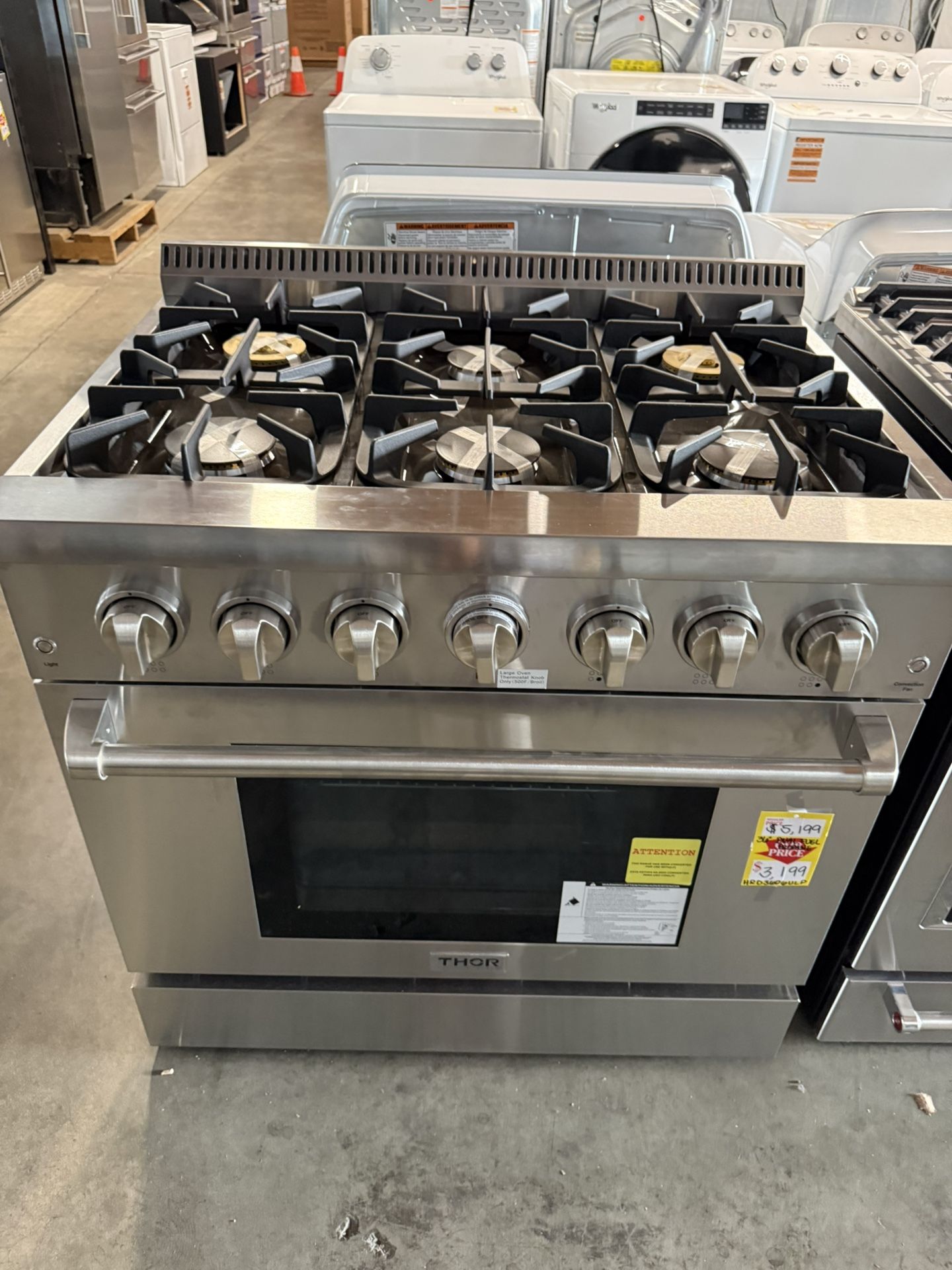 Thor Kitchen 36” Stainless Steel Pro Style Dual Fuel Range