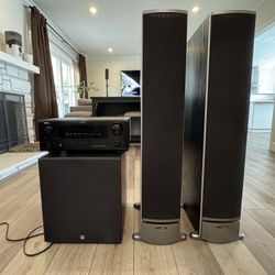 Polk RTI-10 Three Way Tower Speakers, Formula Series F-12 Powered Sub, Denon AVR-888 Amp