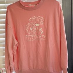 VINTAGE Levi’s Sweatshirt - Pink With White Lettering  - Women’s Size XL 