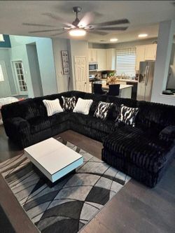 New Black Curdoroy Oversized Sectional ON SALE
