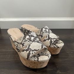 Aldo Snake Print Wedge Sandals 