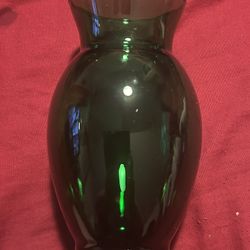 Anchor Hocking Forest Green Vase Anchorglass 6.5” USA