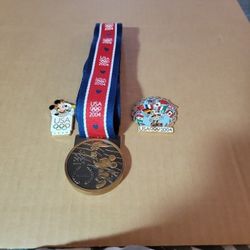 Disney World 2004 Olympic Lanyard  And Two Olympic Pins